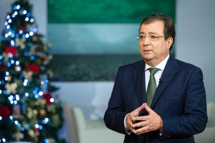 El presidente de la Junta de Extremadura, Guillermo Fernández Vara, en su Discurso de Fin de Año que ha pronunciado desde Mérida