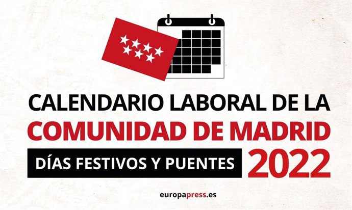 Archivo - Calendario laboral de la Comunidad de Madrid para 2022