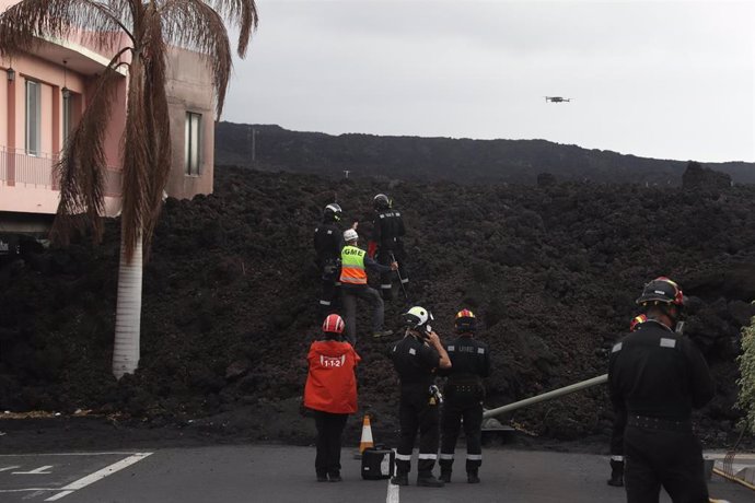 Cata de lava realizada en el barrio de La Laguna, en La Palma