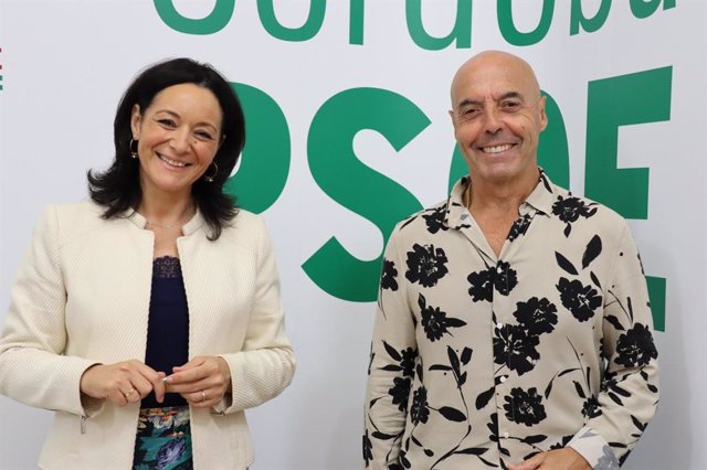 Archivo - Rafi Crespín y Antonio Hurtado, en la sede del PSOE de Córdoba.