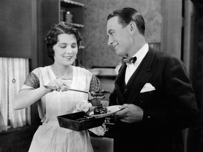 Leatrice Joy, Owen Moore, on-set of the Silent Film ''The Silent Partner'', 1923