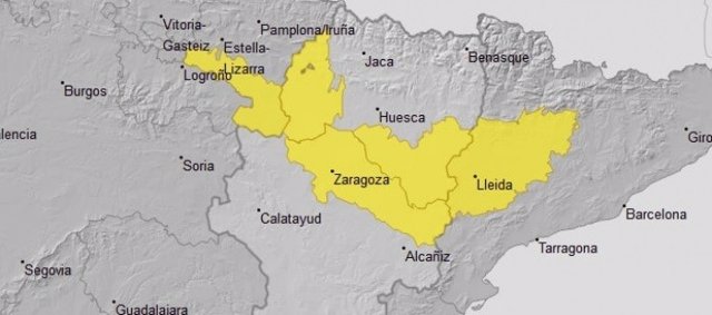 Aviso amarillo por niebla en Huesca, Ribera del Ebro y Cinco Villas.
