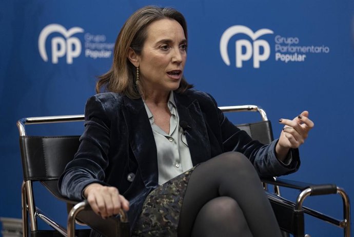 La portavoz del PP, Cuca Gamarra, en una entrevista con Europa Press