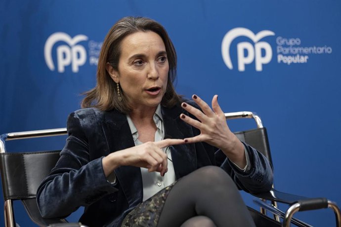 Cuca Gamarra, portavoz del PP, en una entrevista con Europa Press