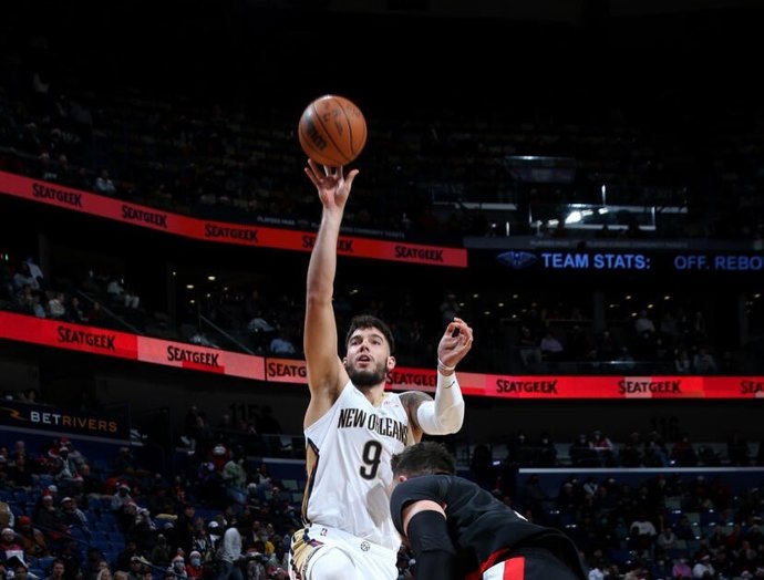 El pívot español de los New Orleans Pelicans Willy Hernangómez en el triunfo sobre Portland Trail Blazers