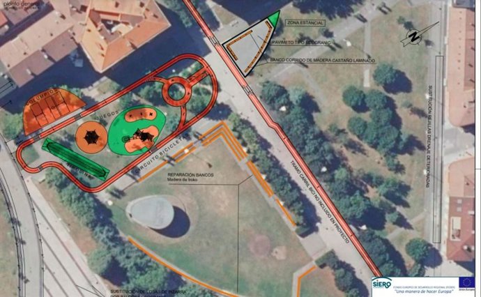 Archivo - Plano de la adjudicación de las obras de Regeneración del parque de La Paz de Lugones.