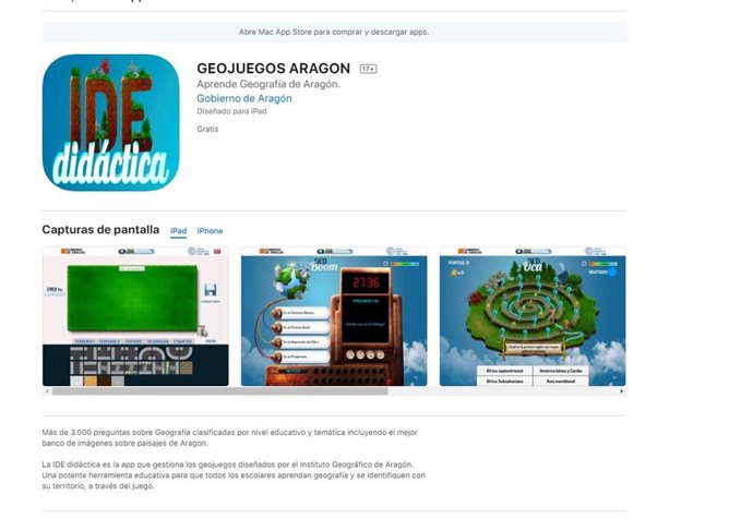 La app de Geojuegos pretende acercar la geografía aragonesa a los más pequeños