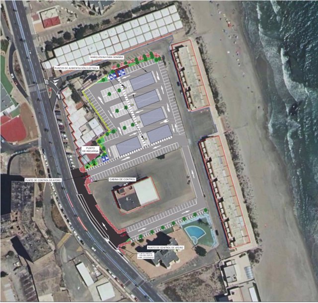 Imagen del plano del nuevo aparcamiento proyectado en La Manga, en el término municipal de San Javier