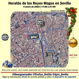 Recorrido del Heraldo Real en Sevilla en enero de 2022.