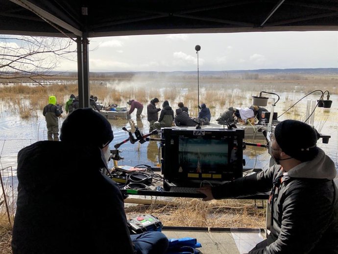 Rodaje de la película 'El páramo' en la provincia de Teruel, que se estrena en Netflix el 6 de enero.