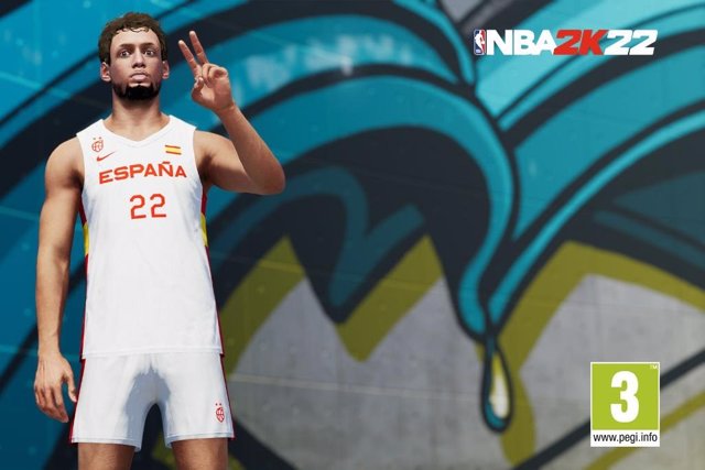 Imagen de la integración de la camiseta de la selección española de baloncesto en el videojuego NBA 2K22