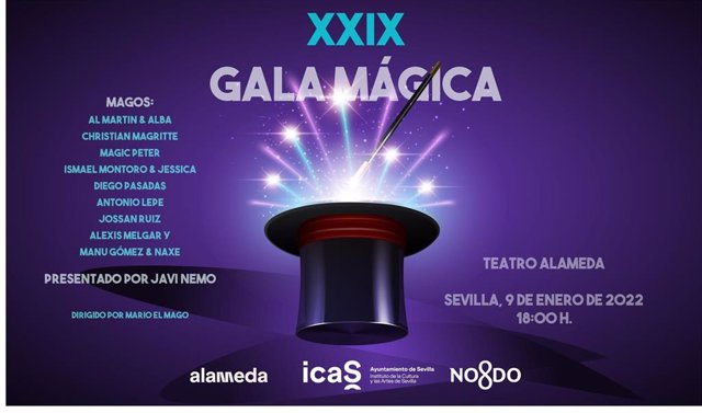 Cartel anunciador de la Gala Mágica que se celebrará en el Teatro Alameda.