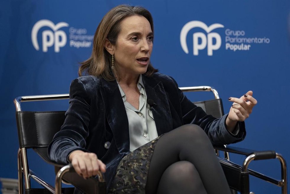 La portavoz parlamentaria del PP, Cuca Gamarra, durante una entrevista con Europa Press