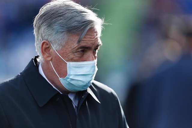 Carlo Ancelotti, coach of Real Madrid, looks on during the Spanish League, La Liga Santander, football match played between Getafe CF and Real Madrid at Coliseum Alfonso Perez stadium on January 02, 2022, in Getafe, Madrid, Spain.