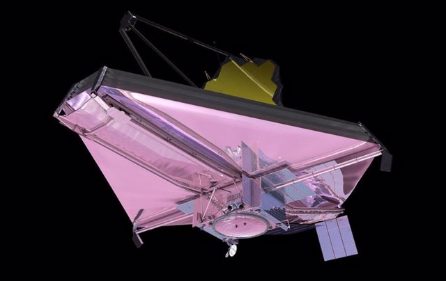 Ilustración del parasol en cinco capas del telescopio espacial Webb