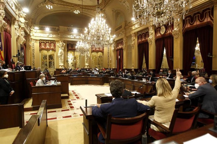 Vista del interior del Parlament balear en una sesión plenaria.