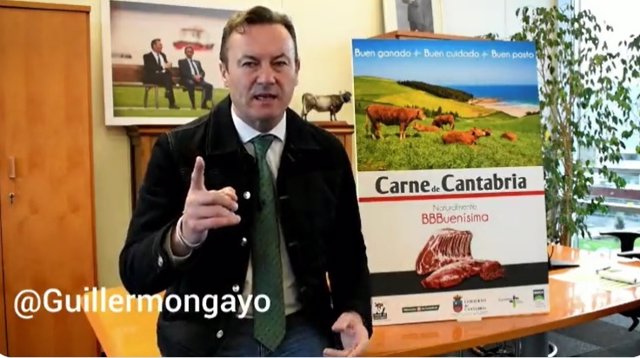 Captura del vídeo del consejero de Ganadería, Guillermo Blanco, contra las declaraciones de Alberto Garzón