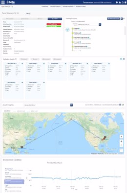 Example view of a CSafe Global parcel shipment in the company's shipment visibility platform.
