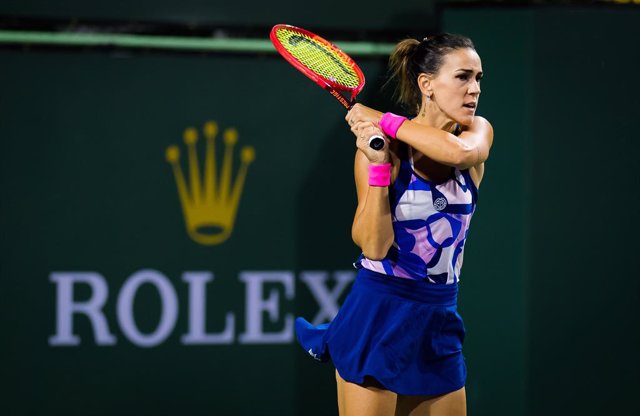 Archivo - Nuria Parrizas-Diaz of Spain in action during the first round of the 2021 BNP Paribas Open WTA 1000 tennis tournament against Lauren Davis of the United States