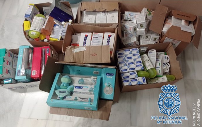 Efectos intervenidos en Jerez tras el robo a una farmacia.