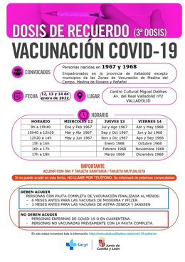 Gráfico elaborado por Sacyl con las nuevas convocatorias para administrar vacunas infantiles en Valladolid