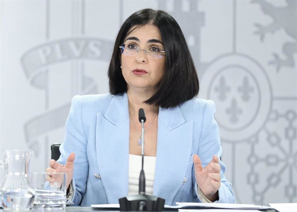 Imagen de archivo de la ministra de Sanidad, Carolina Darias, en rueda de prensa