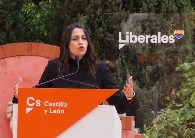 Inés Arrimadas, durante su intervención hoy en Valladolid.