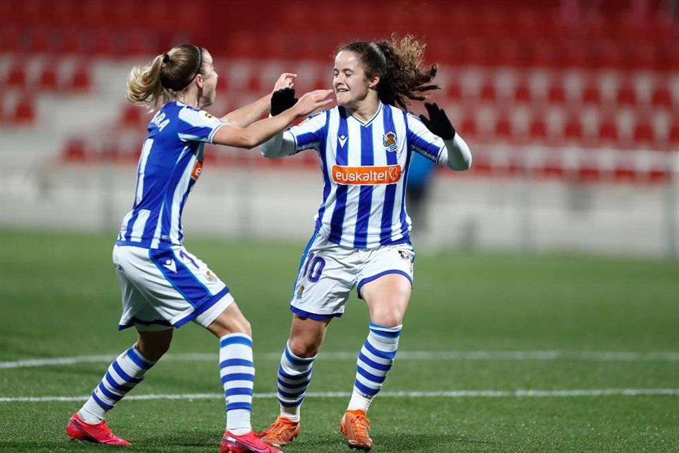 Archivo - Nerea Eizagirre celebrando un gol en un partido de la Real Sociedad 