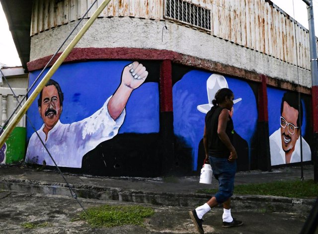 Archivo - Mural de Daniel Ortega en Managua, Nicaragua