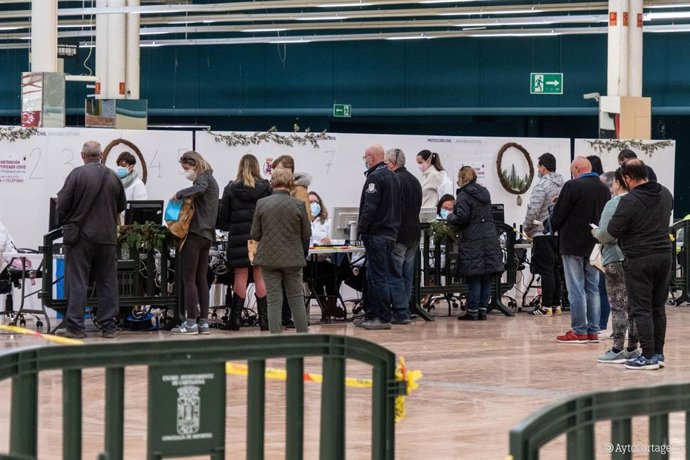 Dispositivo del centro de vacunación La Rambla, en Cartagena