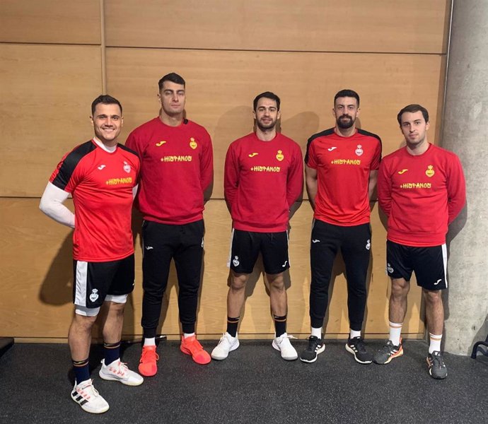 Los jugadores de la selección española de balonmano Chema Márquez, Iñaki Peciña, Ian Tarrafeta, Agustín Casado y Kauldi Odriozola.