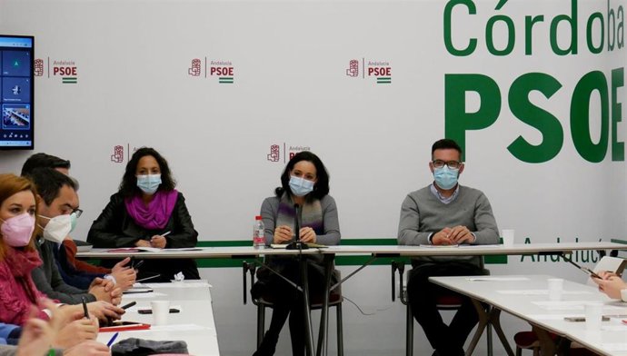 Rafi Crespín (centro, al fondo), preside la reunión de la ejecutiva provincial del PSOE de Córdoba.