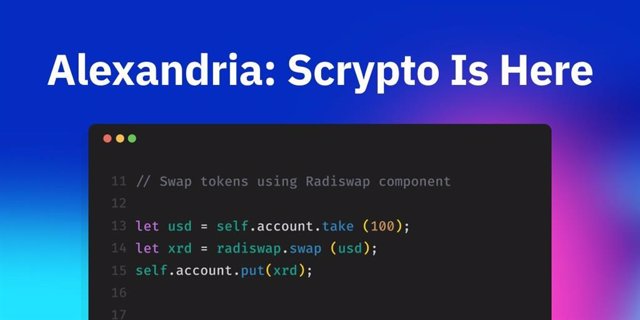 Developers can think of Alexandria as "early access" -- their chance to become Scrypto experts, help shape the development of Scrypto with their feedback, and get their own DeFi dApps ready to go to be the very first deployed to Radix at the Babylon relea
