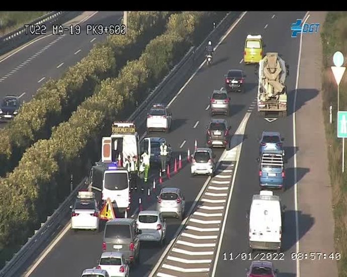 Accidente en la Ma-19 este martes 11 de enero.