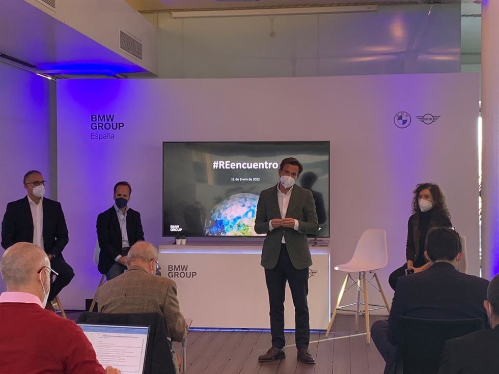 El presidente ejecutivo de BMW Group España y Portugal, Manuel Terroba, en un encuentro con la prensa en la sede de la compañía en Madrid.