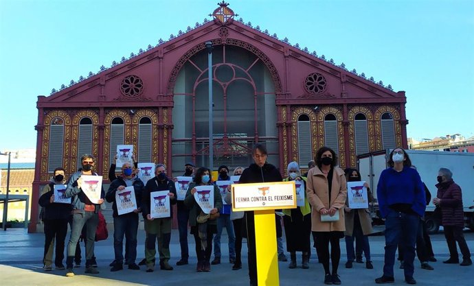 Rueda de prensa del grupo de apoyo a Eullia Reguant (CUP) por su causa en el Tribunal Supremo, para presentar la campa 'Firme contra el fascismo'. En Barcelona el 11 de enero de 2022.