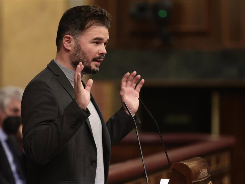 El portavoz de ERC en el Congreso, Gabriel Rufián, interviene en una sesión plenaria