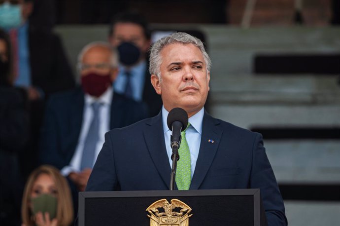 Archivo - 11 November 2021, Colombia, Bogota: Colombian President Ivan Duque Marquez delivers a speech during an event to mark the 130 anniversary of Colombia's National Police. Photo: Chepa Beltran/LongVisual via ZUMA Press Wire/dpa