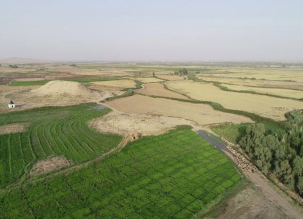 Imágenes de drones de la llanura de Khani Masi en la provincia de Garmian, región del Kurdistán de Irak, tomadas en 2018.