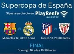 Renfe retransmitirá la Supercopa de España de fútbol en los trenes AVE y Avlo.