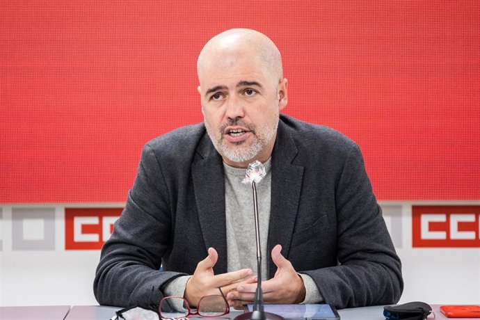 Archivo - El secretario general de CCOO, Unai Sordo, presenta las principales conclusiones del 12 Congreso Confederal del sindicato que tuvo lugar los pasados días 21, 22 y 23 de octubre, a 2 de noviembre de 2021, en Madrid, (España).