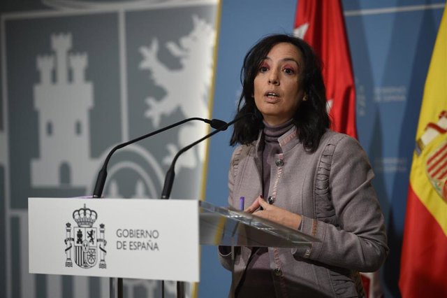 La delegada del Gobierno en Madrid, Mercedes González, durante una rueda de prensa en la sede de la Delegación del Gobierno, a 13 de enero de 2022, en Madrid (España). Durante su comparecencia, González ha explicado las principales actuaciones del Ejecuti