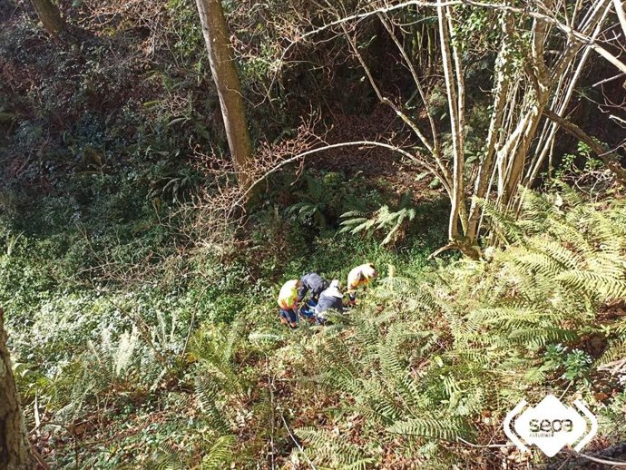 Un hombre de 79 años resulta herido tras caer a una riega de unos 14 metros en Bierces, Piloña.