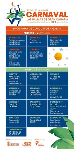 Programa de concursos y galas del Carnaval de Las Palmas de Gran Canaria 2022