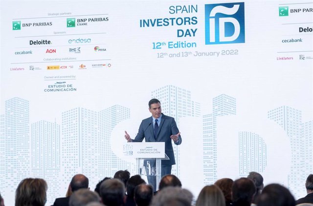 El presidente del Gobierno, Pedro Sánchez, clausura la XII edición del Spain Investors Day (SID), en el Hotel Ritz, a 13 de enero de 2022, en Madrid (España). 