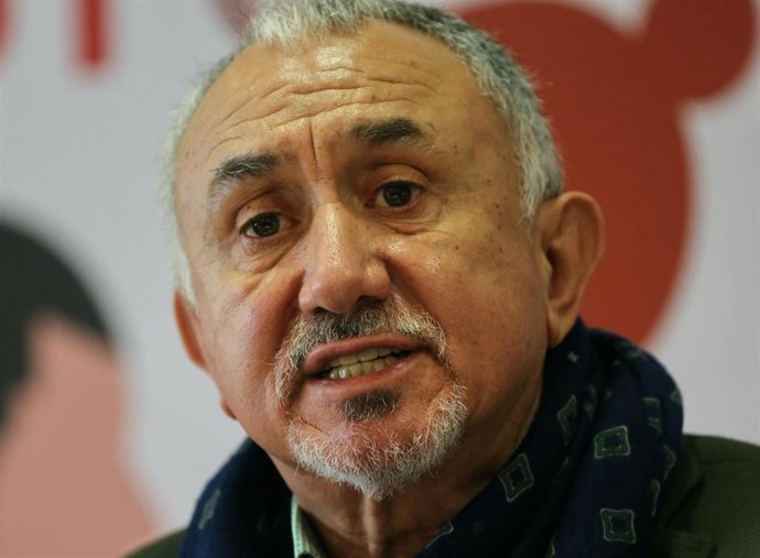 El secretario general de UGT, Pepe Álvarez, interviene en un encuentro informativo, en la sede de UGT, en una imagen de archivo.