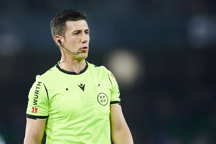 Soto Grado, referee, looks on during the spanish league, La Liga Santander, football match played between Real Betis and RC Celta de Vigo at Benito Villamarin stadium on January 2, 2022, in Sevilla, Spain.