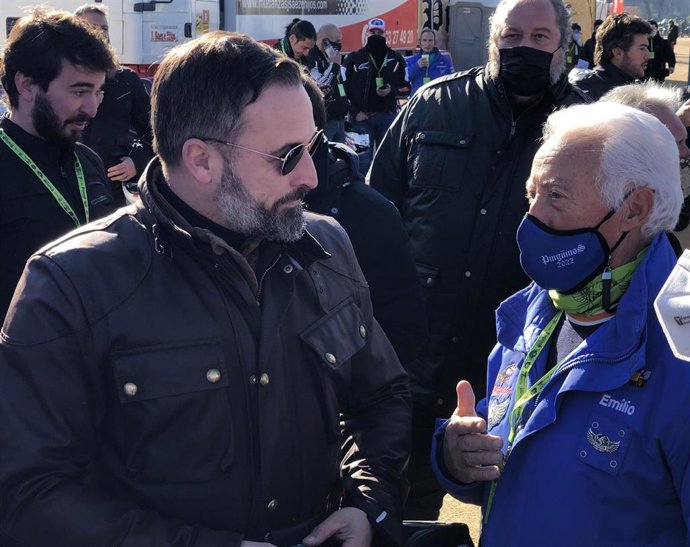 Santiago Abascal a su llegada a la zona de acampada de Pingüinos.