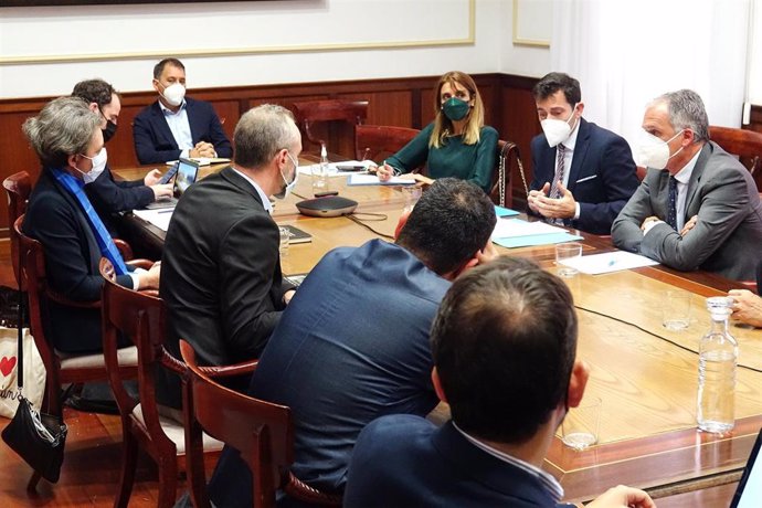 Reunión del alcalde de Santa Cruz de Tenerife, José Manuel Bermúdez, con colectivos culturales y una delegación del Museo Rodin de París