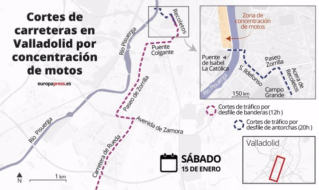 Cortes de tráfico que se producirán en Valladolid el 15 de enero con motivo de la concentración Pingüinos.